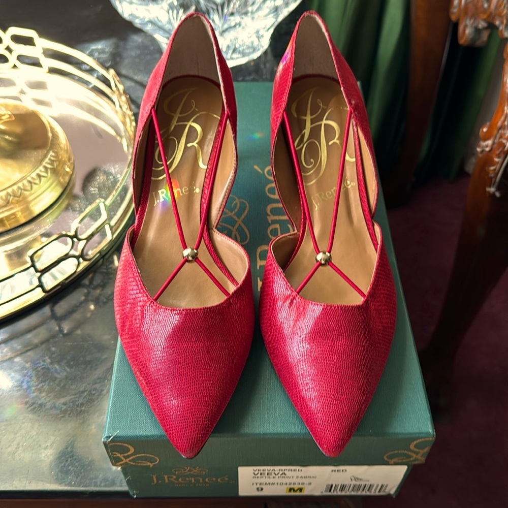 Brand-new J. Reneé Red Reptile Print Pumps